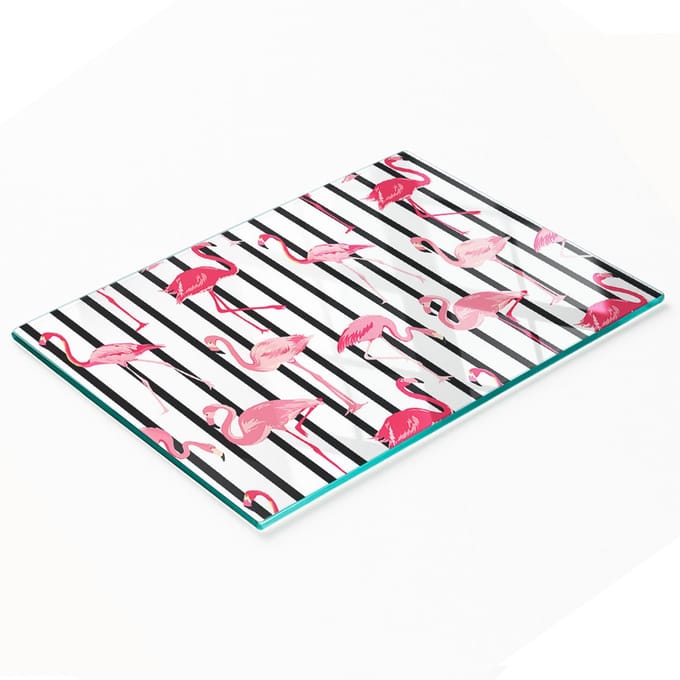 Glazen serveerplank met flamingostrepen, 80x52 cm