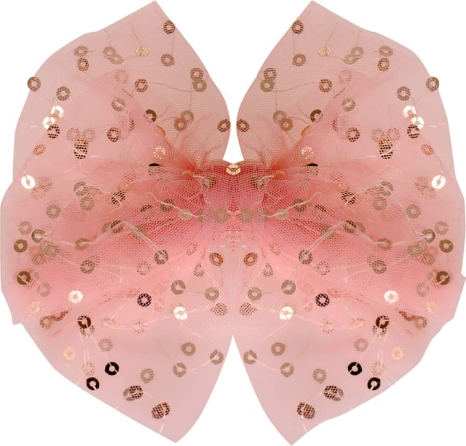 Haarclip met organza strik lichtroze - 14 cm