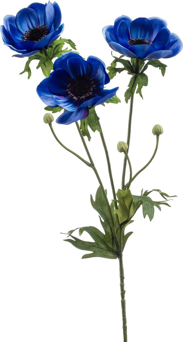 Emerald - Kunstbloem Anemoon 75cm blauw - Kunstplant voor binnen