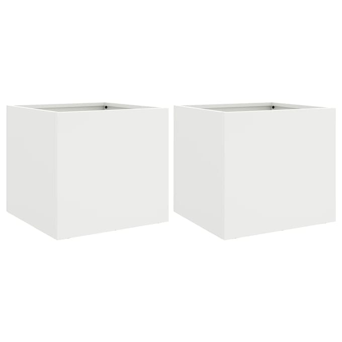 vidaXL - Plantenbakken - 2 - st - 32x30x29 - cm - staal - wit