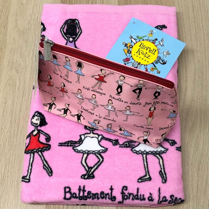 Ballet kinder handdoek / strandlaken met bijpassend toilettasje - Tyrrell Katz