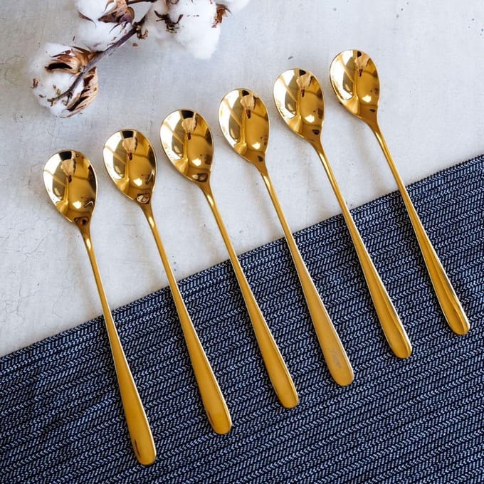 Lusso Lunga Latte Macchiato Lepels - Goud - 6 Stuks