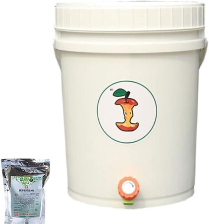 Compostmachine Compost Starter Kit - Keuken Composter Bokashi Bin - Voedselafval Verwerken - Geurbeheersing Compoststarter - 20 Liter - Wit