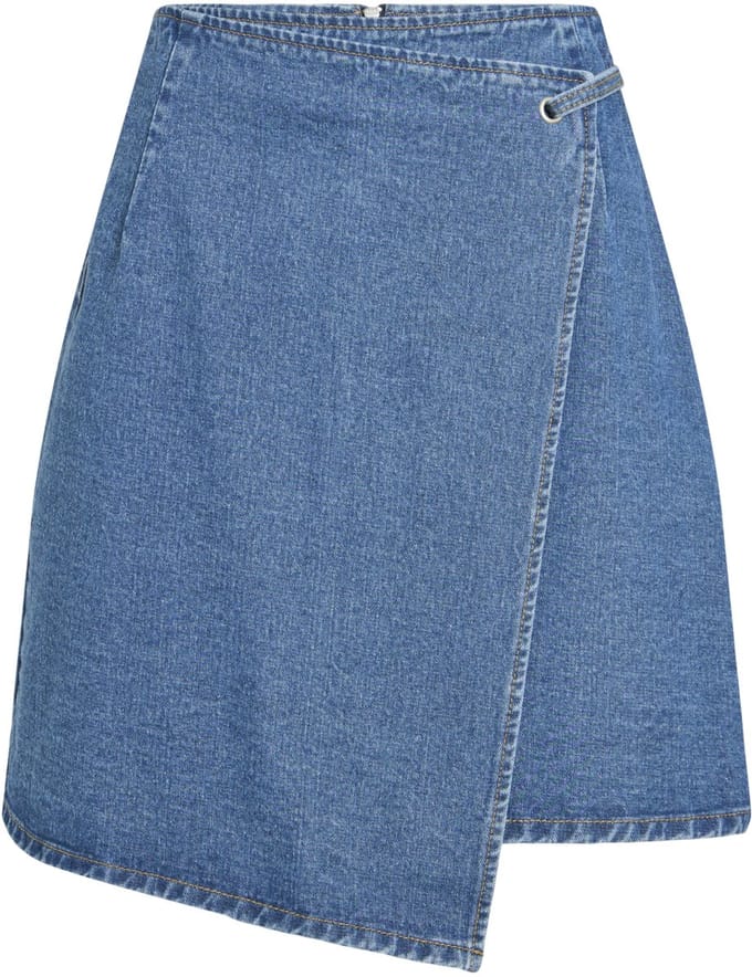 Vila Rok Vipaige Hw Wrap Denim Skirt 14120692 Medium Blue Denim Dames Maat - W42
