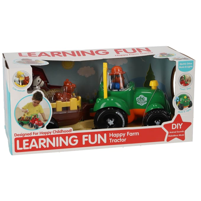 KiddyGo tractor speelgoed met dieren en licht en geluid aanhanger.