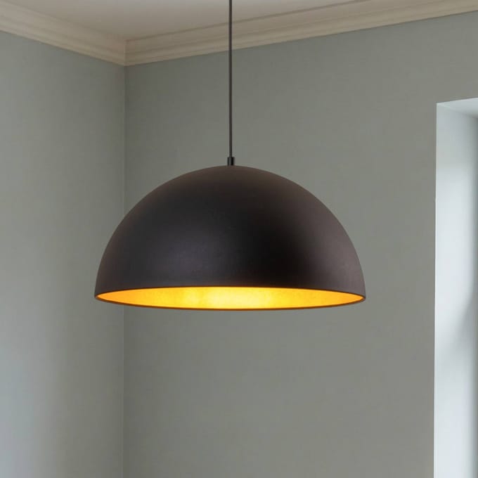 ROYALTECH Hanglamp Lipeo, zwart/goud, Ø 50 cm, metaal, E27