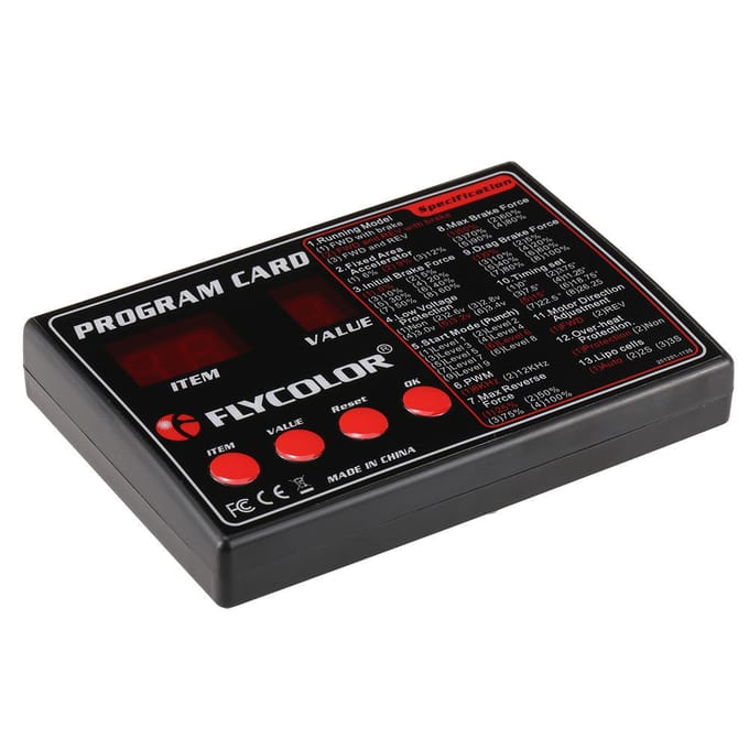 Flycolor 4 Knopen Programmeerkaart voor RC Auto's Elektronische Snelheidsregelaar