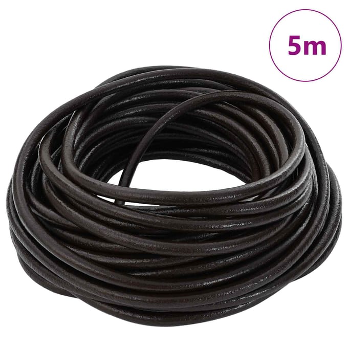 vidaXL - Leren - Koord - 1 - Donkerbruin - Ø5 - mm - x - 5 - m - Leer