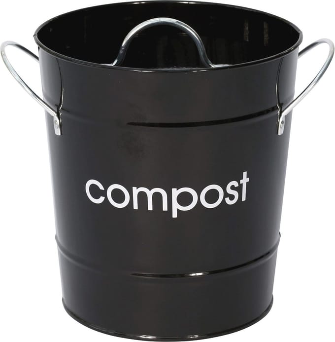 Compacte Stalen Compostbak voor Keuken en Tuin – Zwart, 21x19x19cm