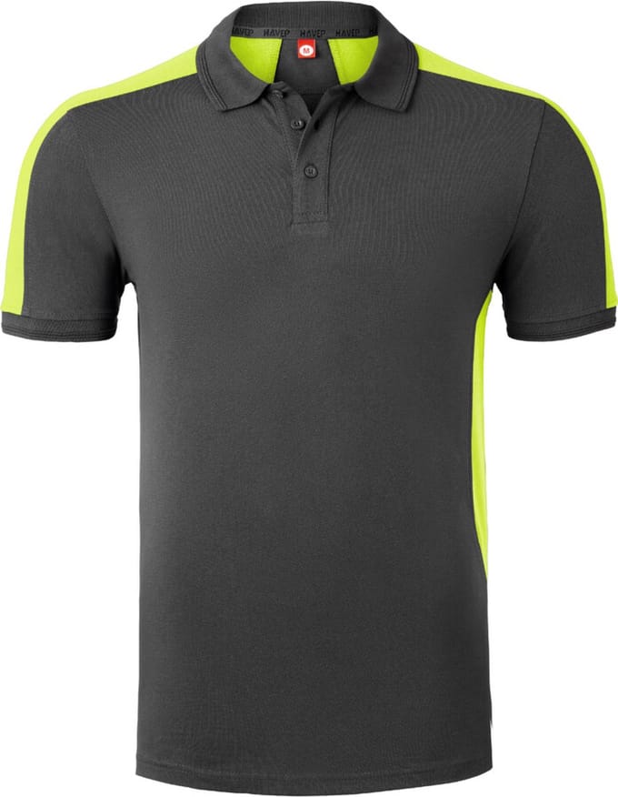 HAVEP Polo Bicolor 10074 - Charcoal/Fluo Geel - L