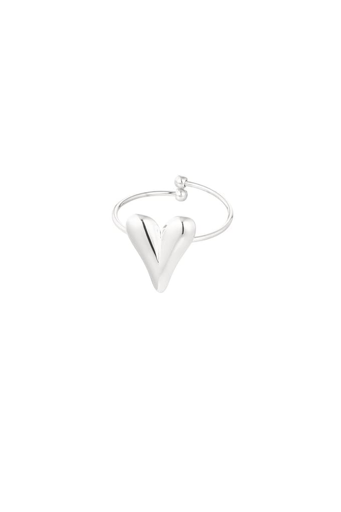 Aesthetic hartjes ring - zilver