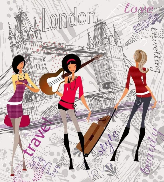 Fotobehang - London Style 225x250cm - Vliesbehang