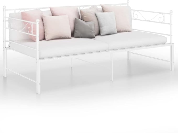 Uitschuifbaar Bed - Logeerbed Dagbed - Zit en Slaap - Robuuste Metalen Constructie - 90 x 200 cm - Wit