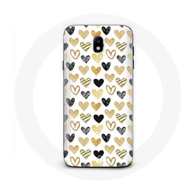 Coque pour Samsung Galaxy S4 Fond de texture abstraite coeurs noir jaune et gris