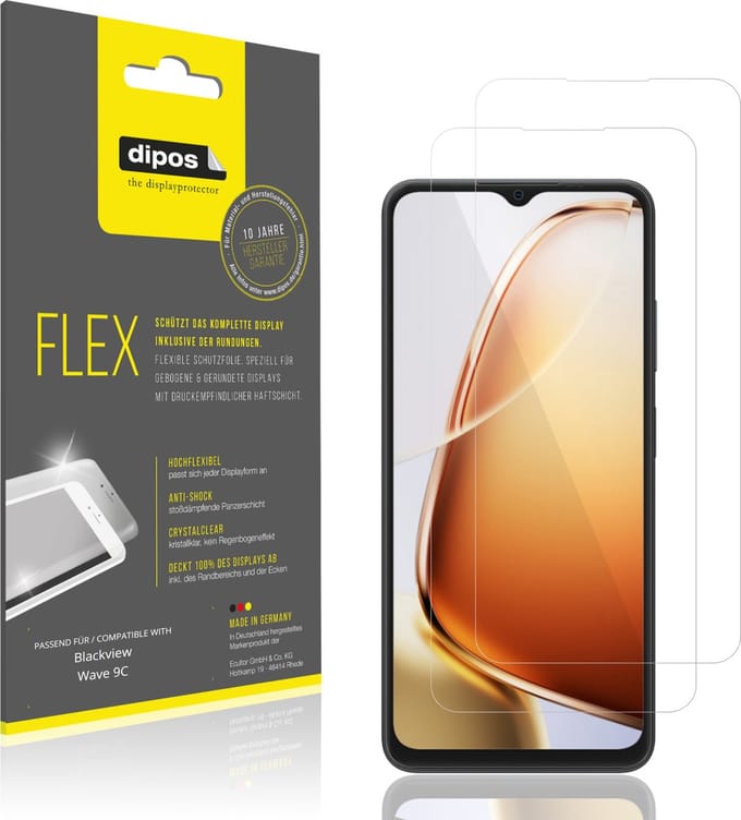 dipos – 2x Beschermfolie geschikt voor Blackview Wave 9C | 3D Full Cover Screenprotector | 100% Passend