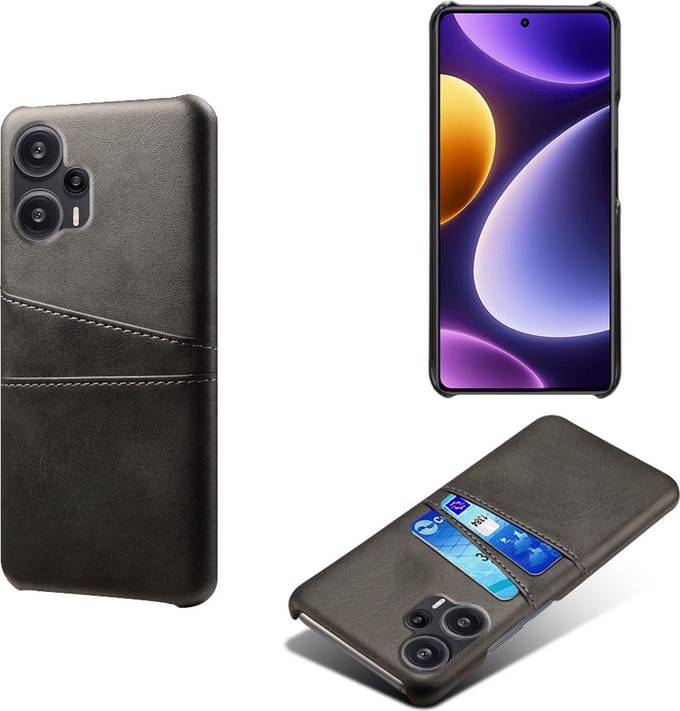 Backcover met Opbergvakjes + PMMA Screenprotector voor Xiaomi Poco F5 _ Zwart