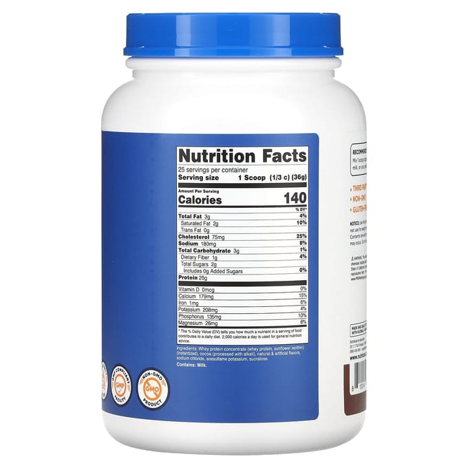 Nutricost, Whey Eiwit Concentraat, Melkchocolade, 2 lb (907 gram)