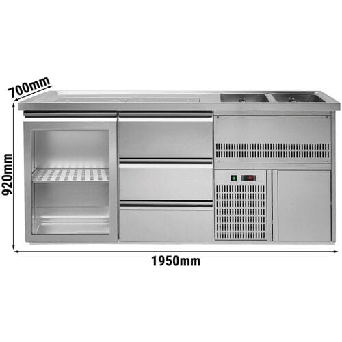 GGM Gastro Biertheke Premium PLUS - 1950x700mm - 1 Glastür & 3 Schubladen