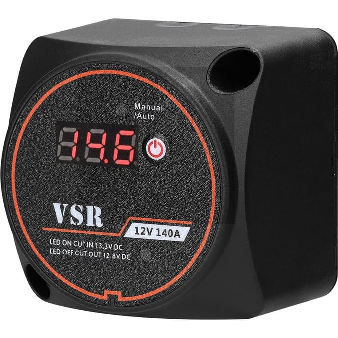 12 V 140A Dubbele batterij-isolator Batterij-isolatiecontroller Handmatige/automatische modi VSR-spanning zwart