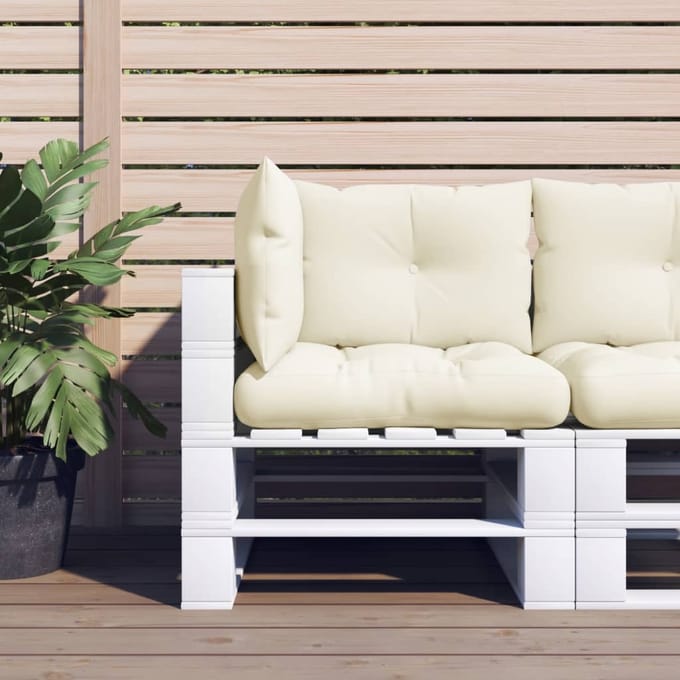 vidaXL - Palletkussens - 3 - st - stof - crèmekleurig