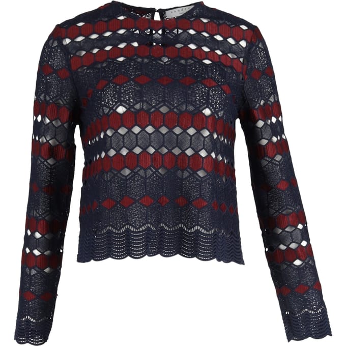 Sandro kanten blouse in marineblauw polyester