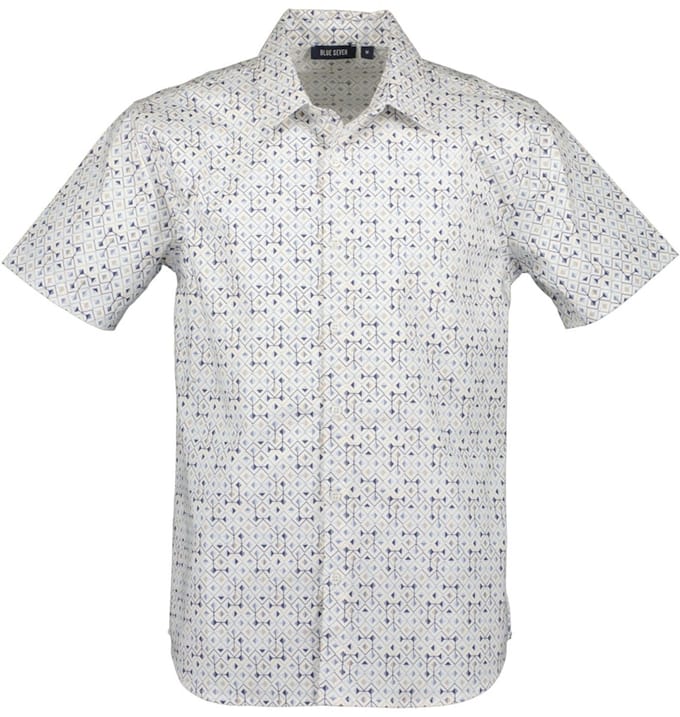 Blue Seven - Blouse 341029 wit / blauw print KM - maat M