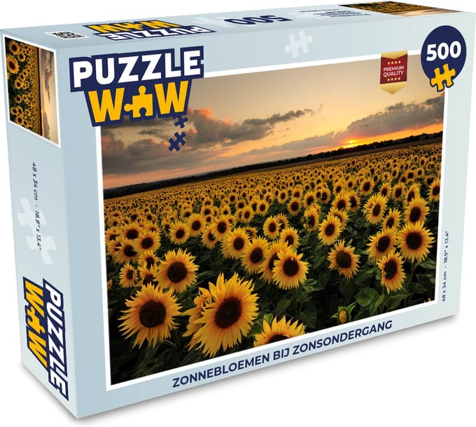 Puzzel Zonnebloemen bij zonsondergang - Legpuzzel - Puzzel 500 stukjes