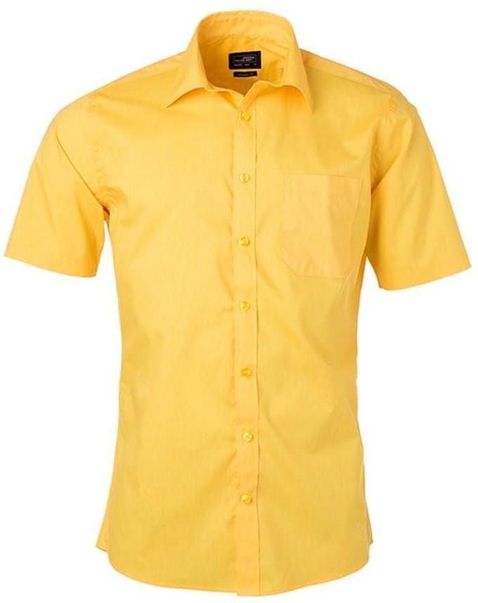 Daiber Herenshort Poplin Shirt met korte mouwen (Geel)