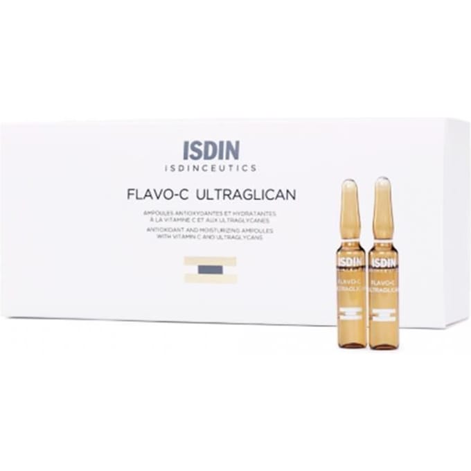 Antioxidante Ampullen - ISDIN - Flavo-C Ultraglican - 30 ampullen van 2 ml - Hydratatie - Huidglans