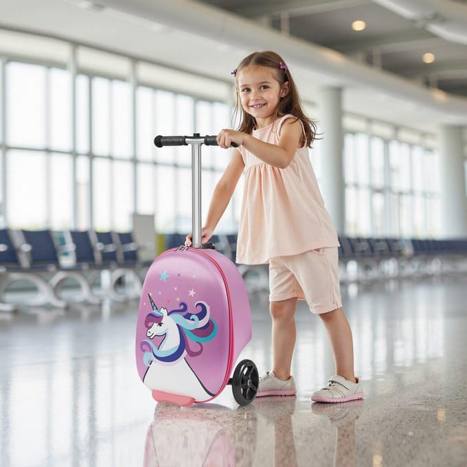 Rijd-op Bagage 20-inch Kinderstep Koffer met Knipperende Wielen Paars