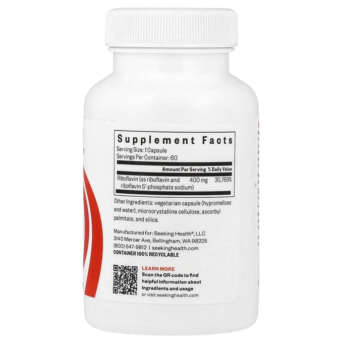 Seeking Health, Riboflavine, 400 mg, 60 Capsules Végétales