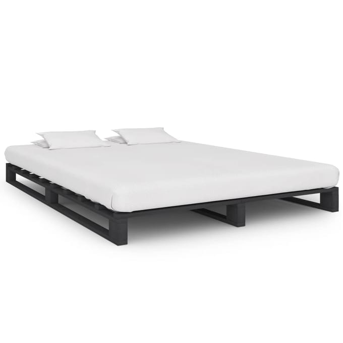 vidaXL - Bedframe - pallet - massief - grenenhout - grijs - 140x200 - cm