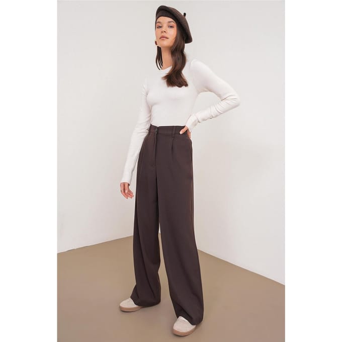Hoge Taille Palazzo Broek met Zakken