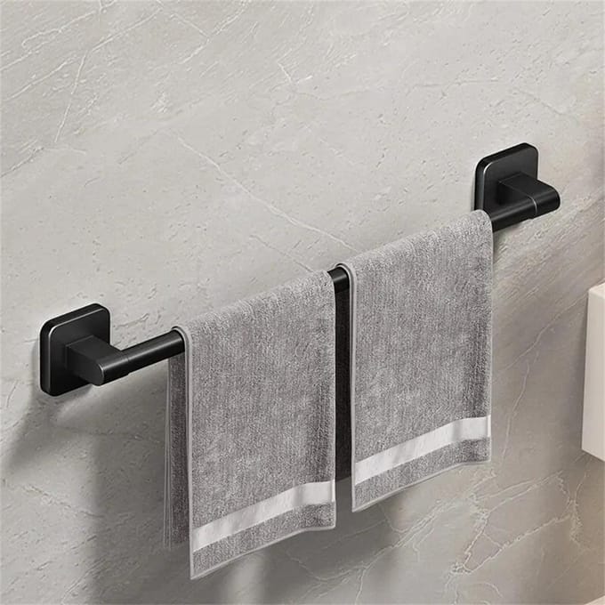 Handdoekrek, badkamer, niet-geperforeerde wandgemonteerde opbergrek, badkamer handdoek, enkelpolig toilet, badkamer opbergrek zwart