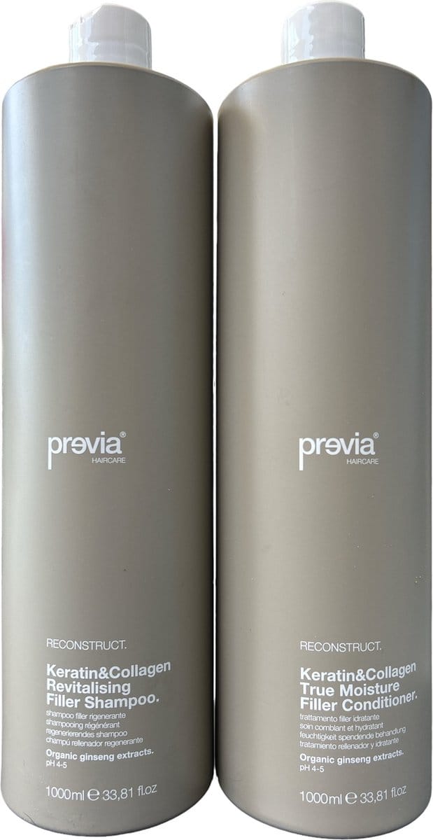 previa Reconstruct Keratin & Collagen Revitalising Filler Shampoo and Conditioner (2x 1000ml)