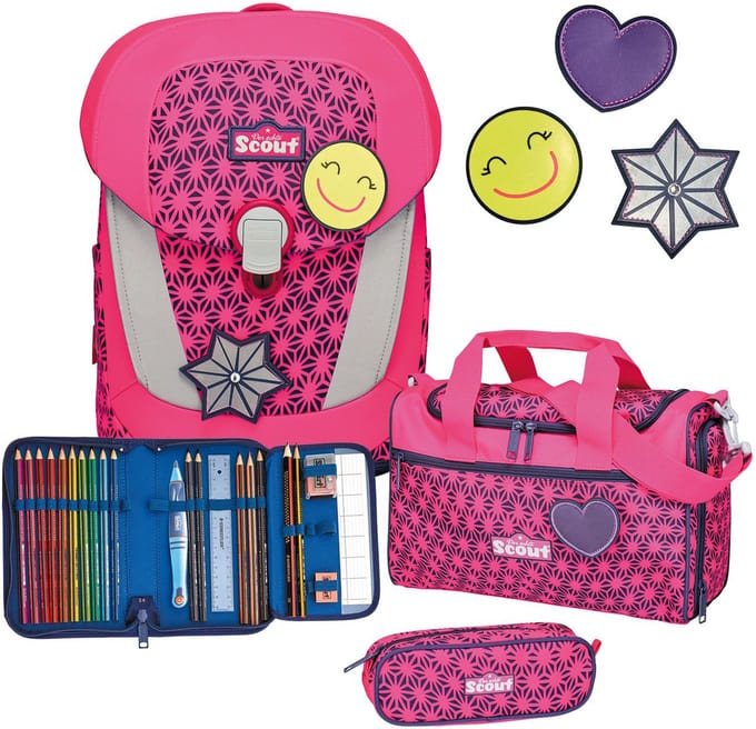 Scout schooltas Neon Safety Sunny II Set 4-delig Pink Glow neonroze