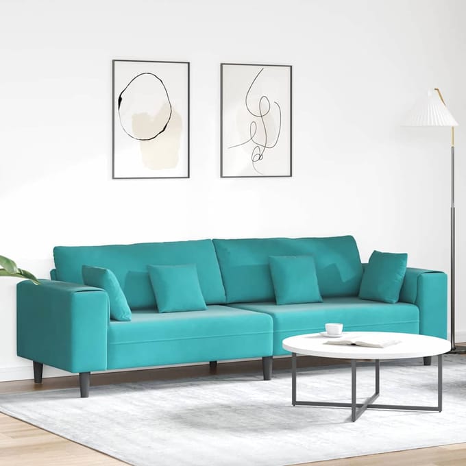 vidaXL - Bank - Turquoise - 250 - x - 77 - x - 76 - cm - Fluweel
