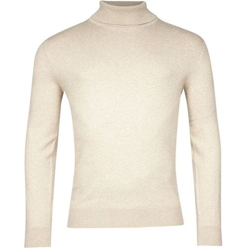 Baileys Trui Pima Cotton Uni Color Single Knit Rollneck Beige / male