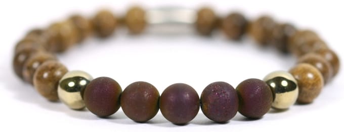 Heren armband robles hout - agaat - IbizaMen - 21cm