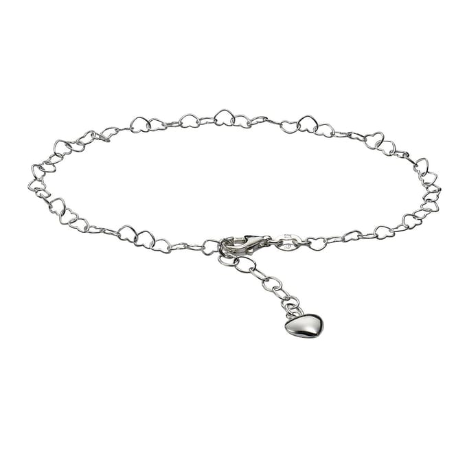ZEEme Silver Fusskette Silber 925 mit Herz-Motiv 23-26cm