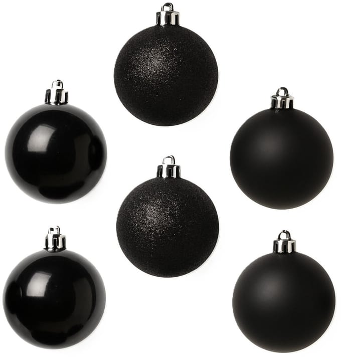Cosy&Trendy Kerstballen Ø 8 cm - Zwart assorti - Set-6