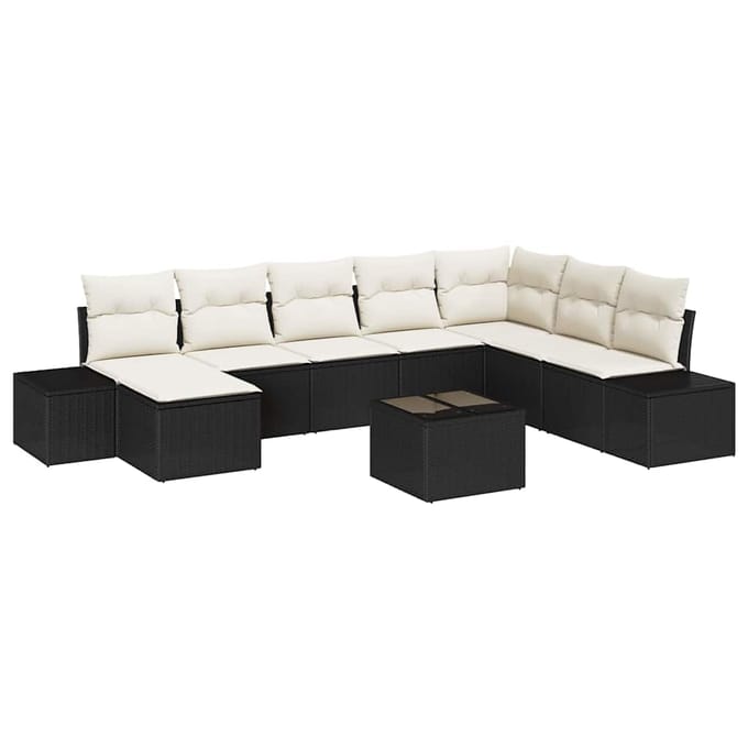 vidaXL Tuin Sofa Set 9 st Zwart poly rattan