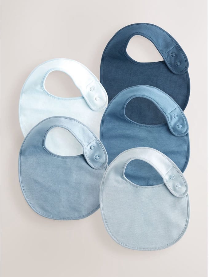 Next - Jongens - Verpakking van 5 babyslabbetjes van 100% katoen - Blauw