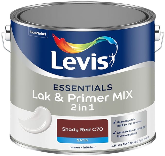 Levis - Essentials Lak & Primer Mix - Shady Red C70 - Mengverf - 2,5 L