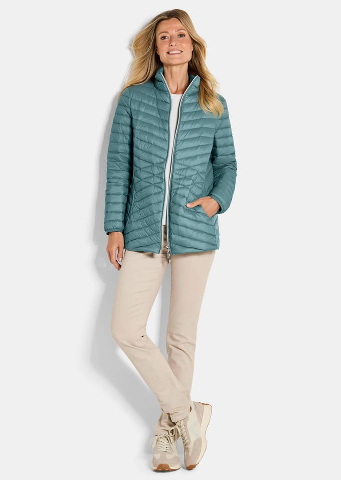 Donsjack met elegant stiksel - grijsgroen - Gr. 19 van Goldner Fashion