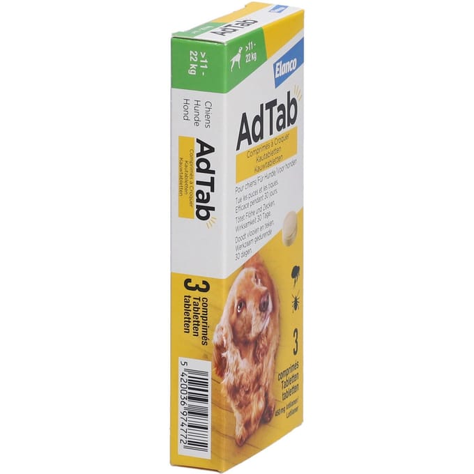 Adtab Kauwtablet Voor Honden 3 stuks - Anti vlooien en tekenmiddel -