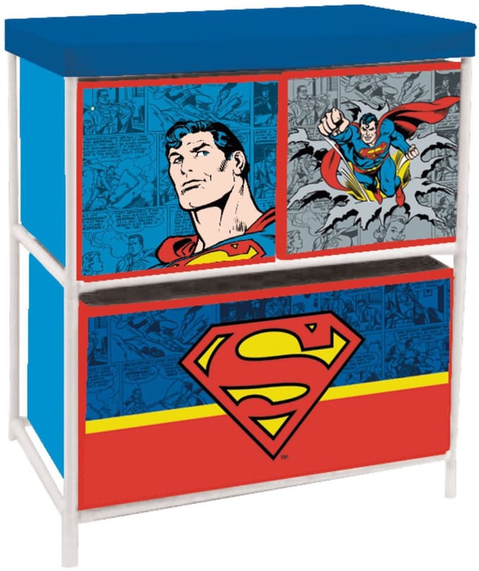 Superman speelgoedopbergstandaard 3-compartiment 53x30x60 cm
