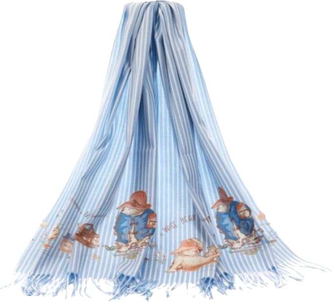 Sjaal - Pashmina - Licht blauw - Gestreept - Paddington Bear - Classic Marmalade - 70 x 200 cm