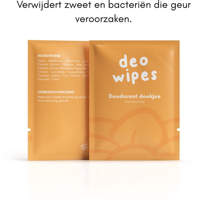DeoWipes - deodorant doekjes met rozengeur - 25 stuks los verpakt