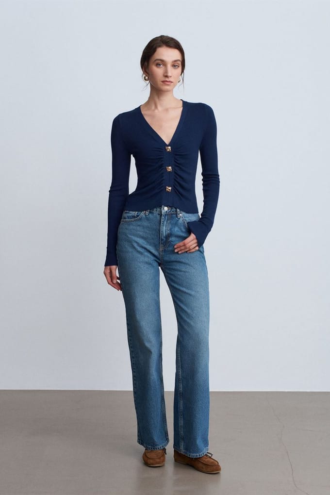 Hoog-Waisted Wijde Jeans van Katoen